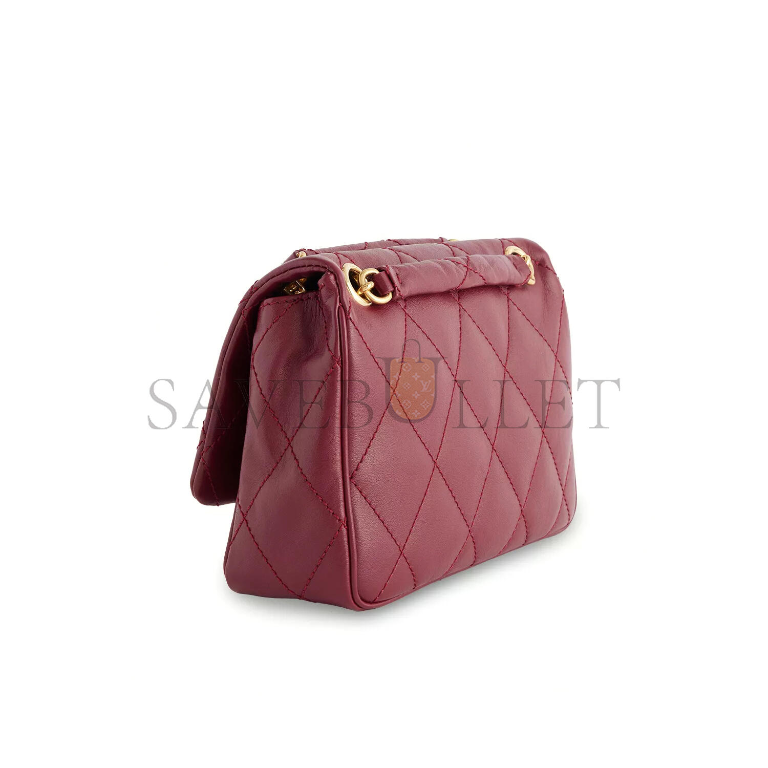 Bv*b*rry small strand quilted leather shoulder bag 81112601 (20.5*16*7.5cm)